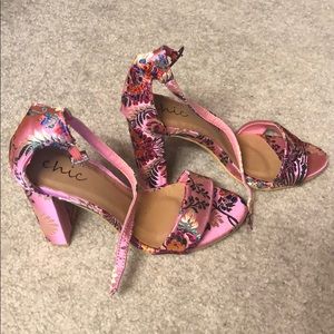 Dress pink Chic jacquard high sandals - never worn